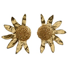 Vintage Massive YVES SAINT LAURENT Ysl Sunflower Earrings