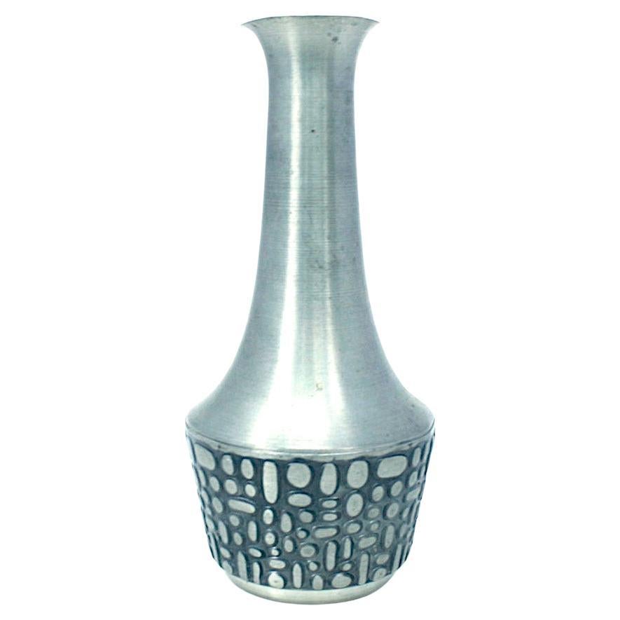 Vintage MASTAD 554 Pewter Pebbled Vase ... Midcentury Modern Norwegian Bud Vase For Sale