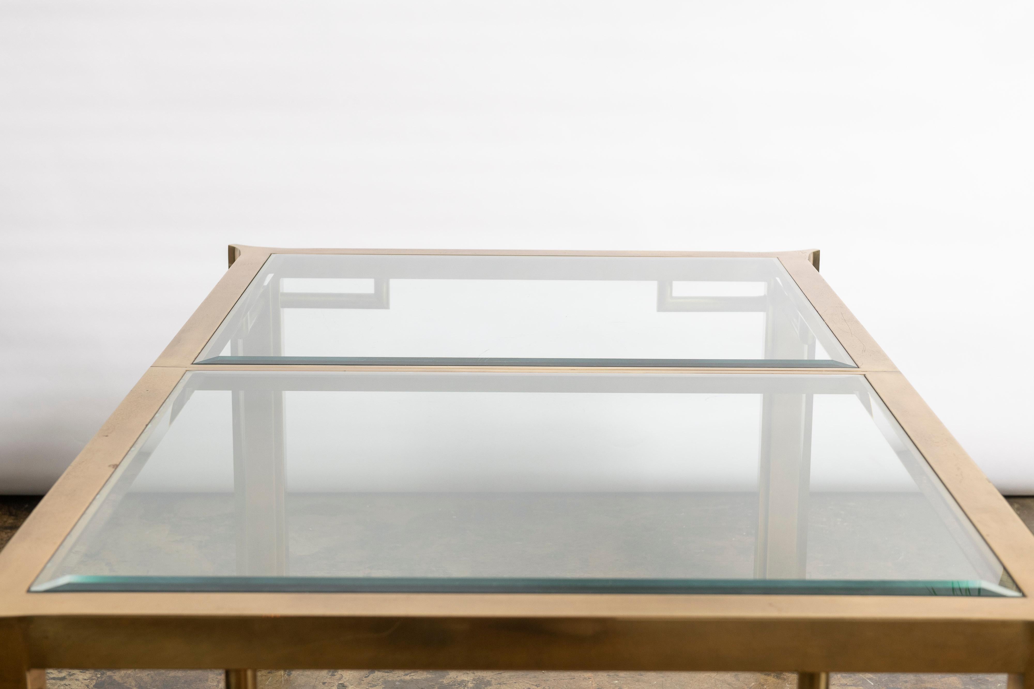 Vintage Mastercraft 1960s Dining Table in Brass and Beveled Glass For Sale 1