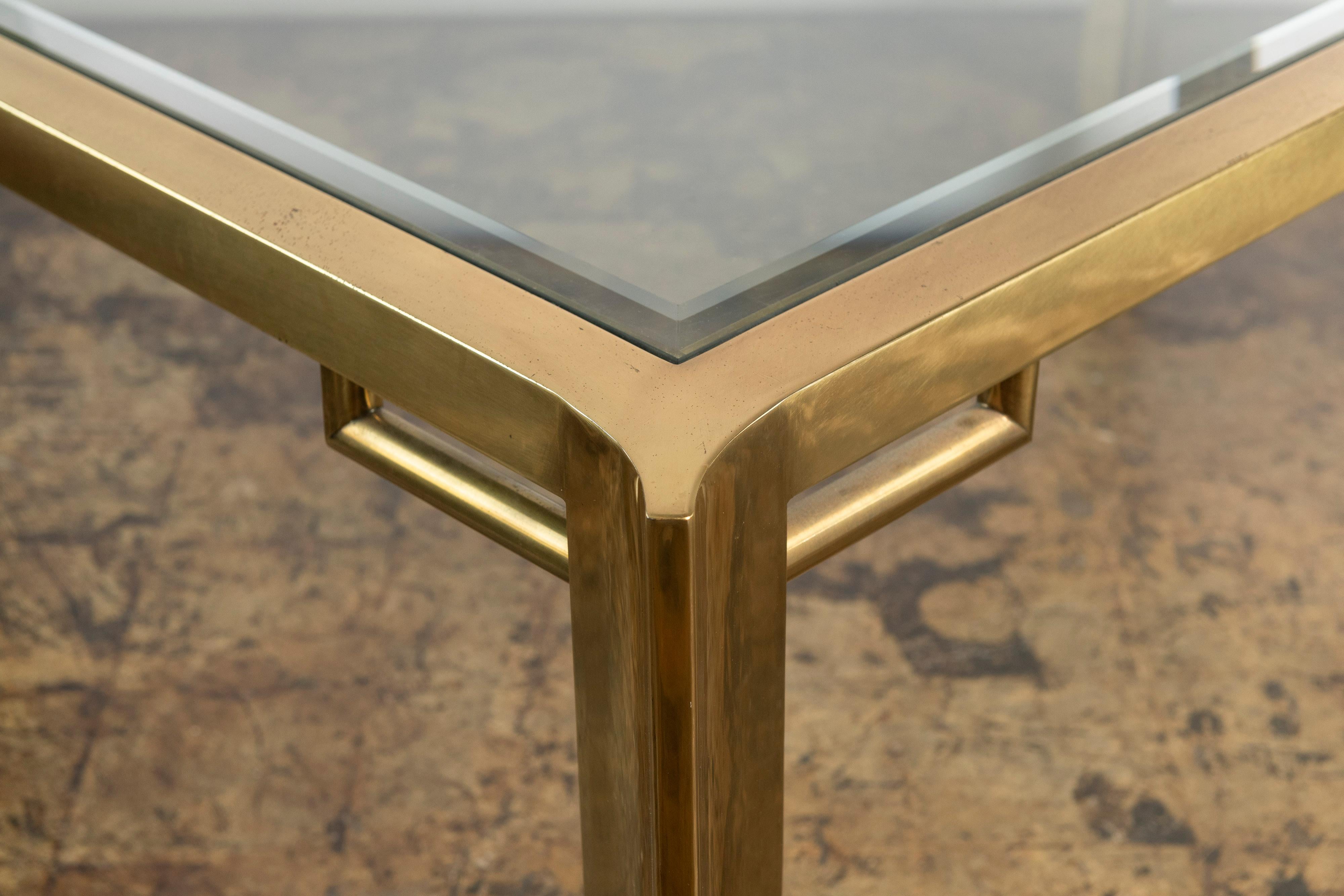 Vintage Mastercraft 1960s Dining Table in Brass and Beveled Glass For Sale 7