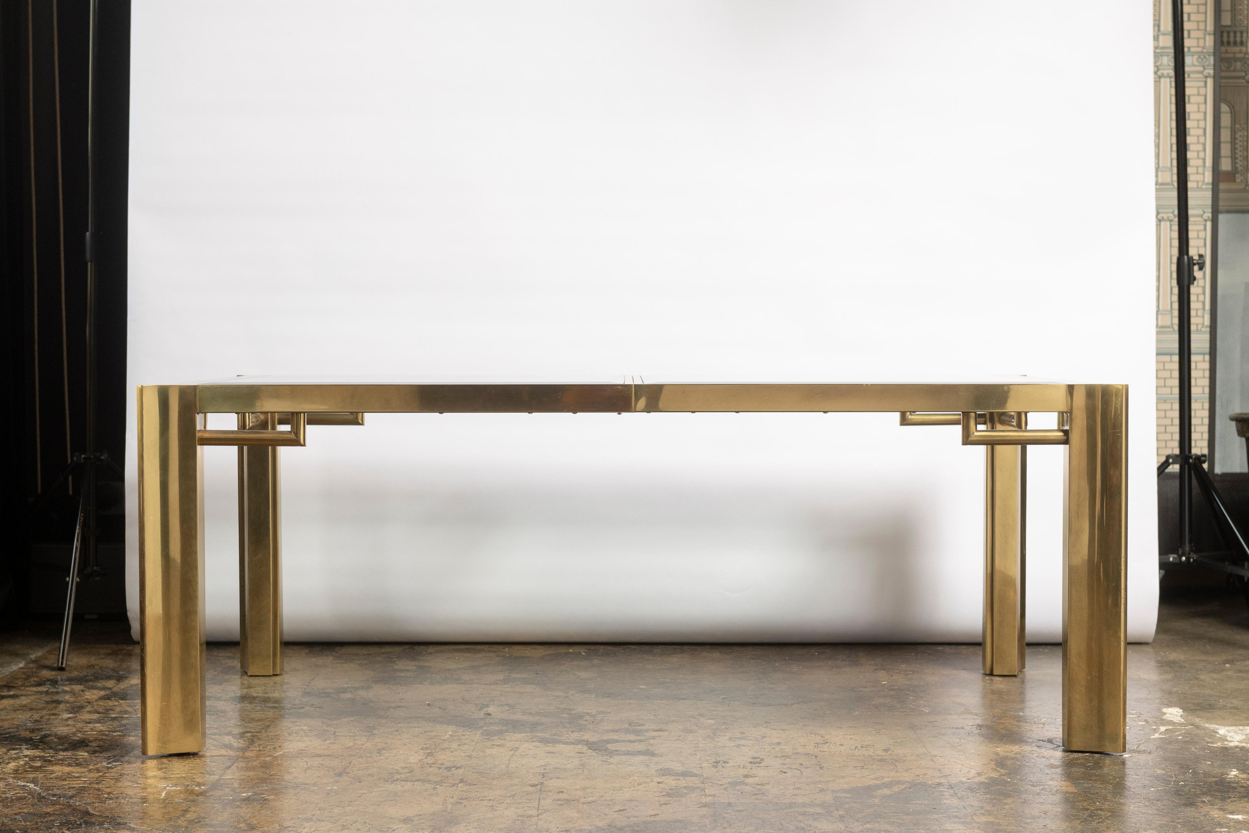 Regency Vintage Mastercraft 1960s Dining Table in Brass and Beveled Glass For Sale