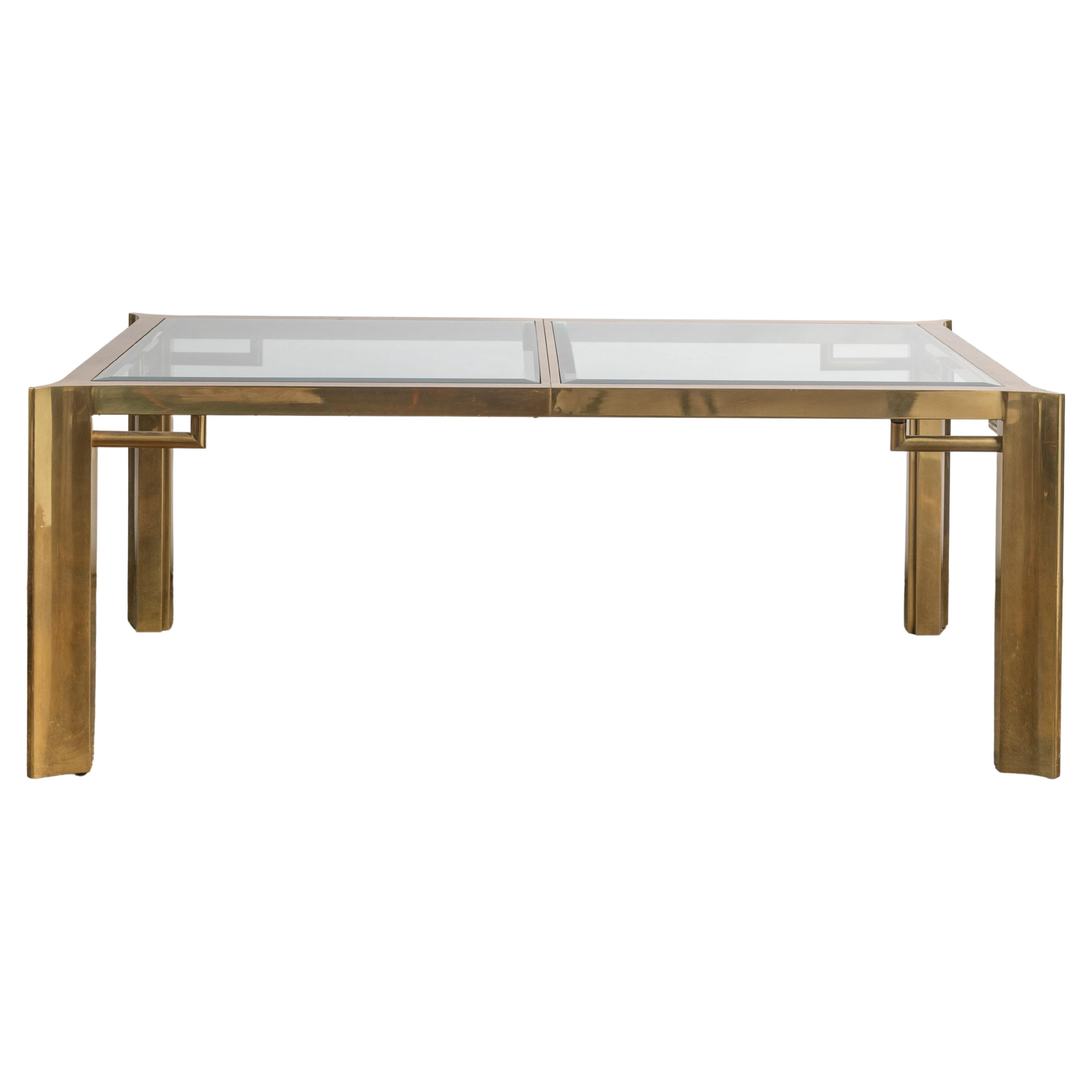 Vintage Mastercraft 1960s Dining Table in Brass and Beveled Glass For Sale