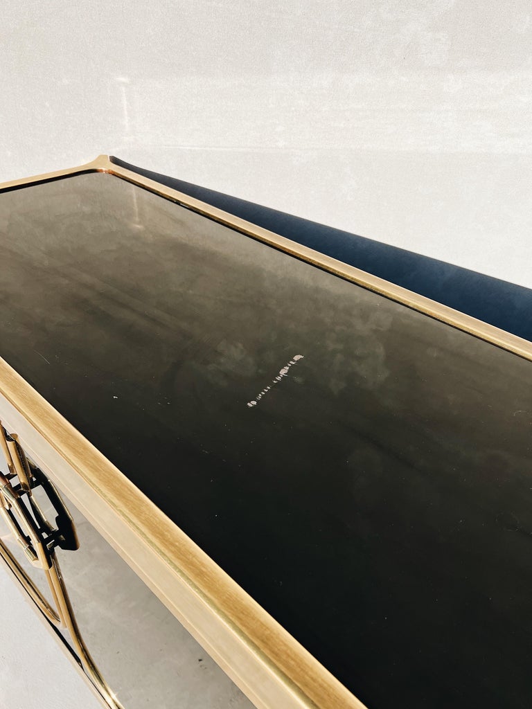 Vintage Mastercraft Brass and Black Lacquer Credenza For Sale 2