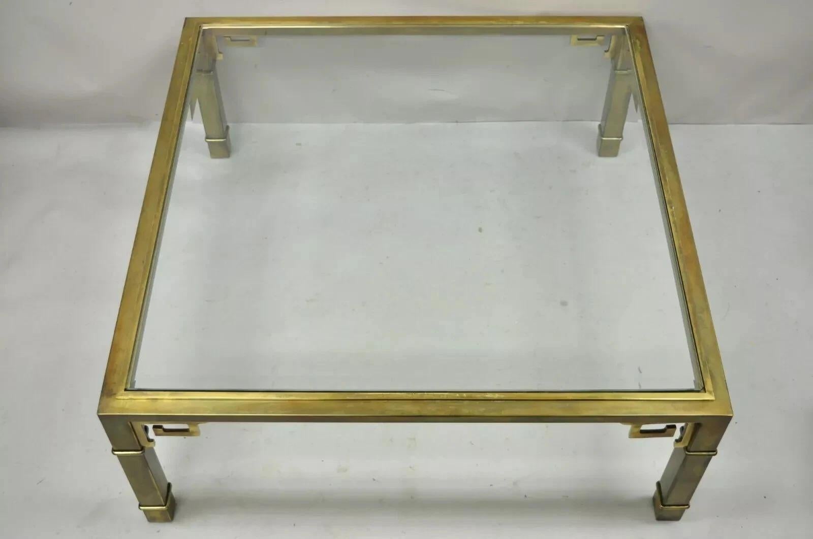 Vintage Mastercraft Brass Greek Key Glass Top Large Square 42