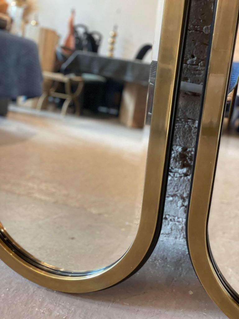 Vintage Mastercraft Brass Oval Mirror, a Pair For Sale at 1stDibs