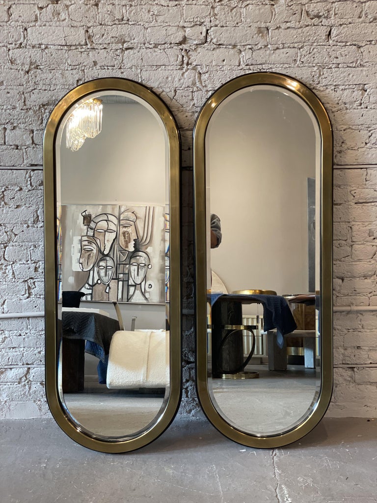 Vintage Mastercraft Brass Oval Mirror, a Pair For Sale at 1stDibs