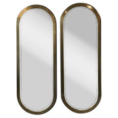 Vintage Mastercraft Brass Oval Mirror, a Pair