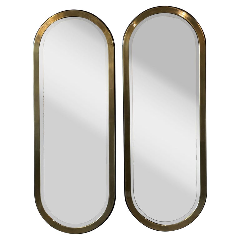 Vintage Mastercraft Brass Oval Mirror, a Pair For Sale at 1stDibs