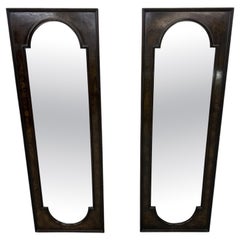 Vintage Mastercraft Burled Wood Rectangular Wall Mirrors - Set of 2
