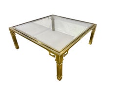 Vintage Mastercraft Greek Key Brass & Glass Top Coffee Table