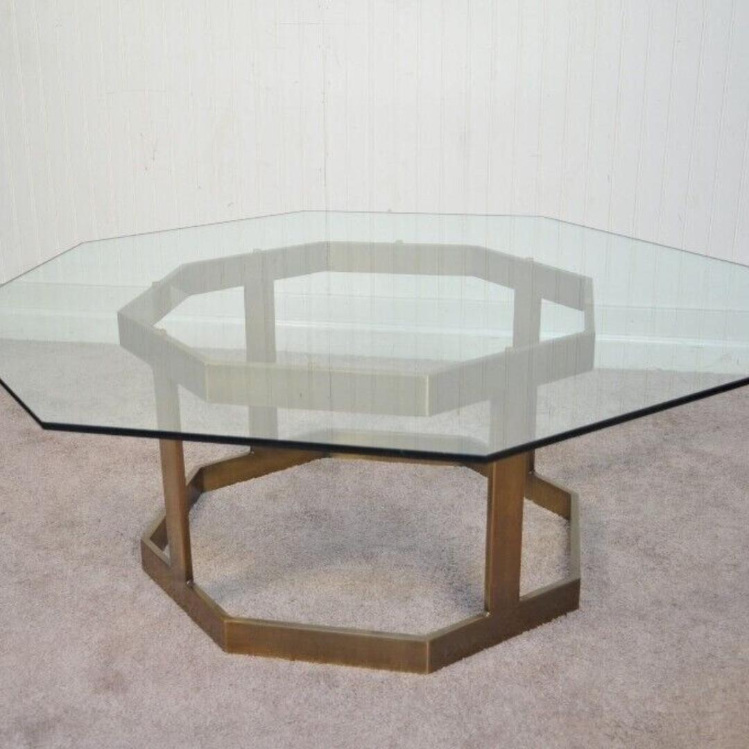 Vintage Mastercraft Hollywood Regency Brass Plated & Glass Coffee Table For Sale 5