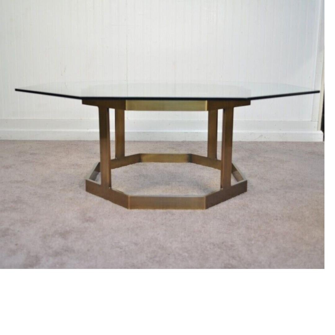 Vintage Mastercraft Hollywood Regency Brass Plated & Glass Coffee Table For Sale 6