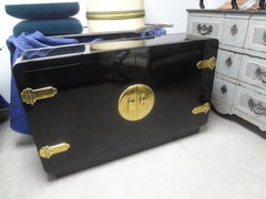 Vintage Mastercraft Lacquered Credenza with Brass Fittings