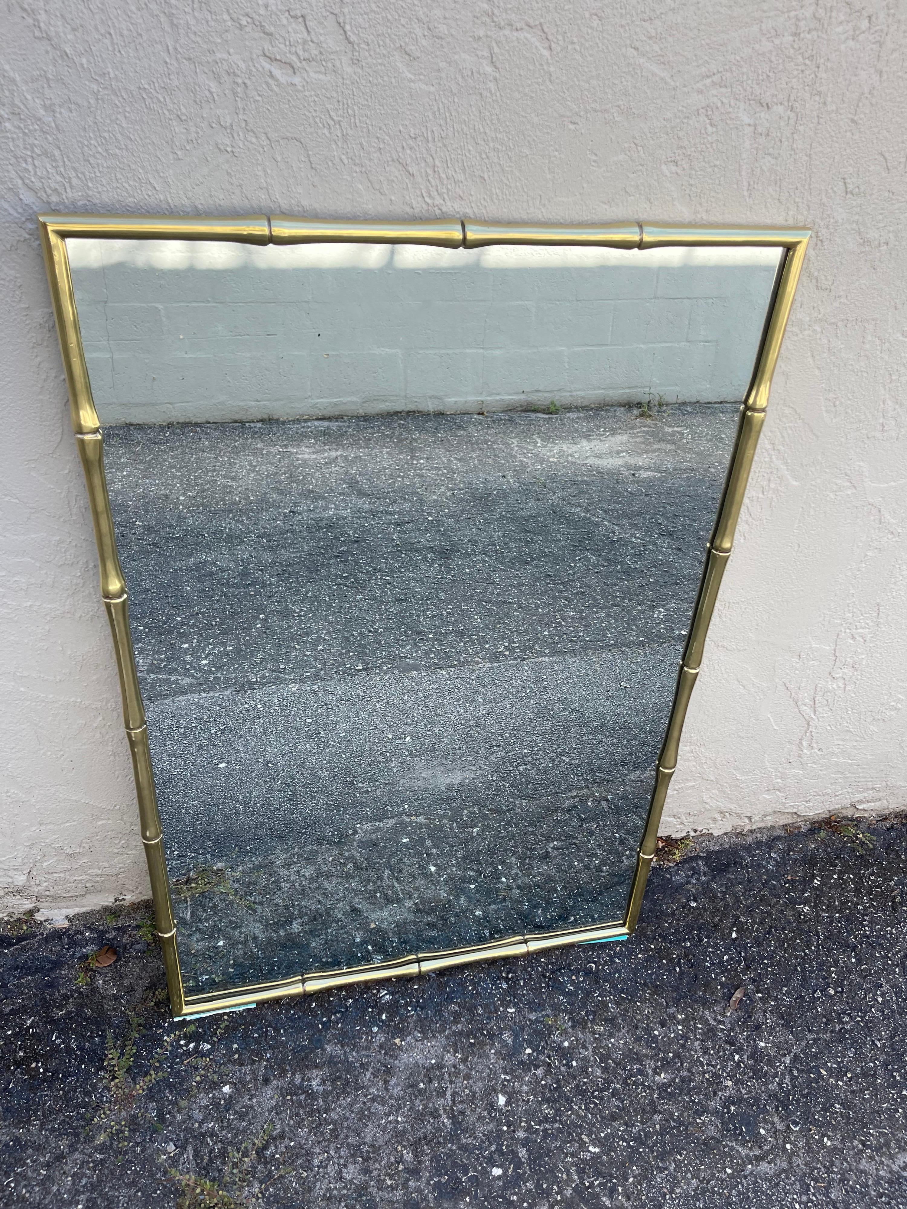 American Vintage Mastercraft Solid Brass Faux Bamboo Mirror