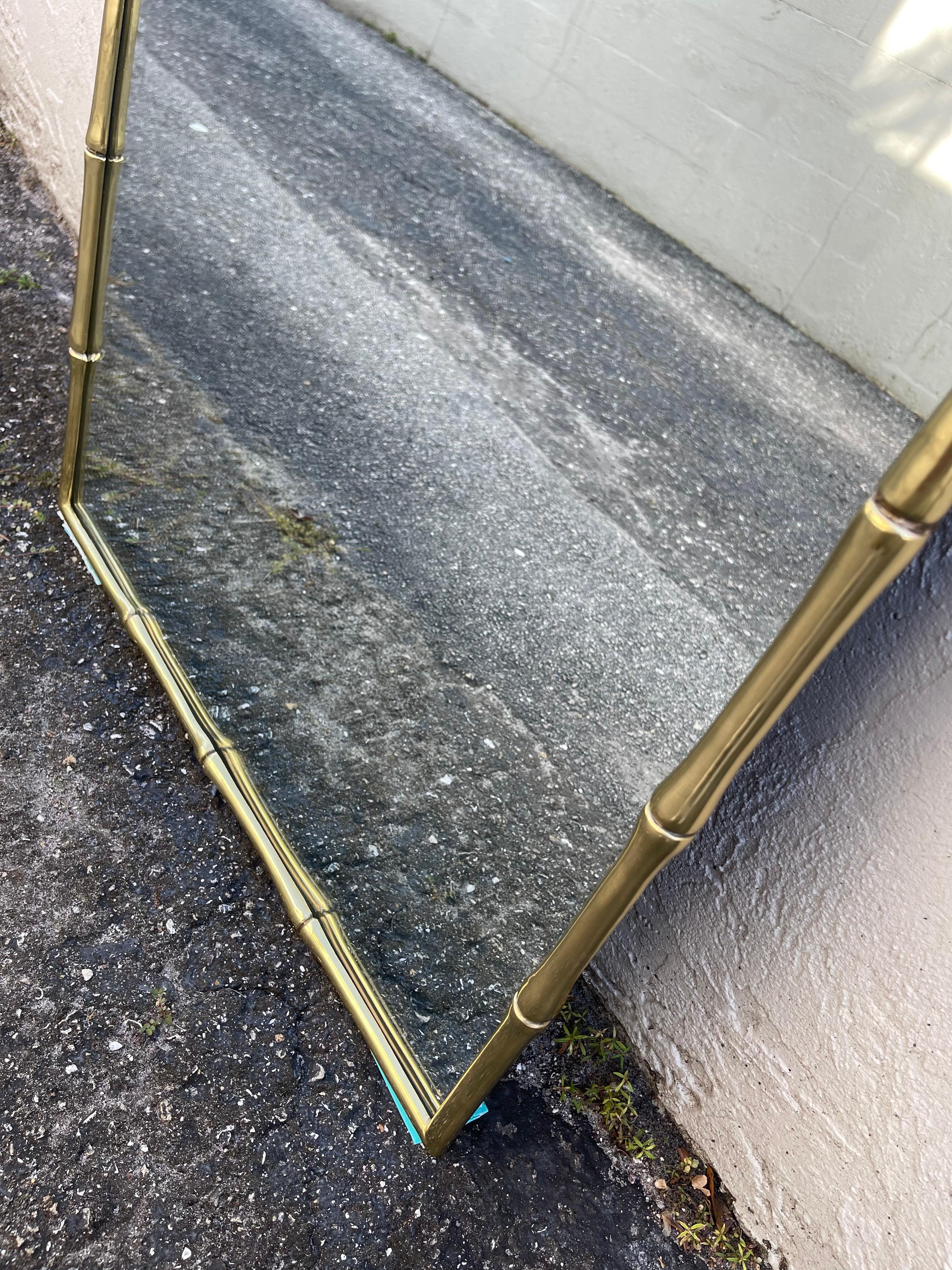 Vintage Mastercraft Solid Brass Faux Bamboo Mirror 1