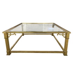 Vintage Mastercraft Style Brass and Glass Square Coffee Table
