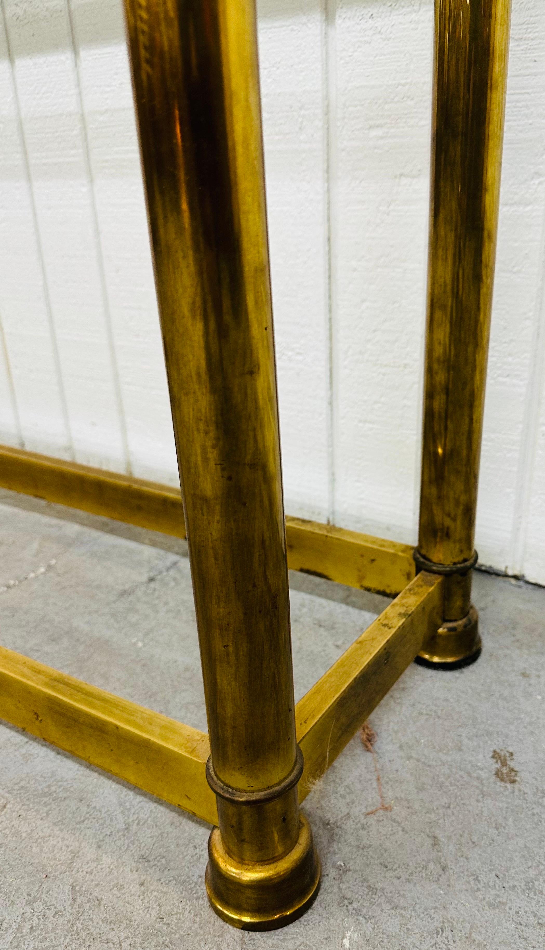 20th Century Vintage Mastercraft Style Brass & Glass Sofa Table For Sale