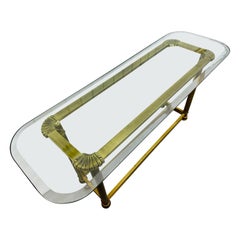 Vintage Mastercraft Style Brass & Glass Sofa Table