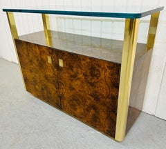 Vintage Mastercraft Style Burled Walnut Glass Top Bar Cart