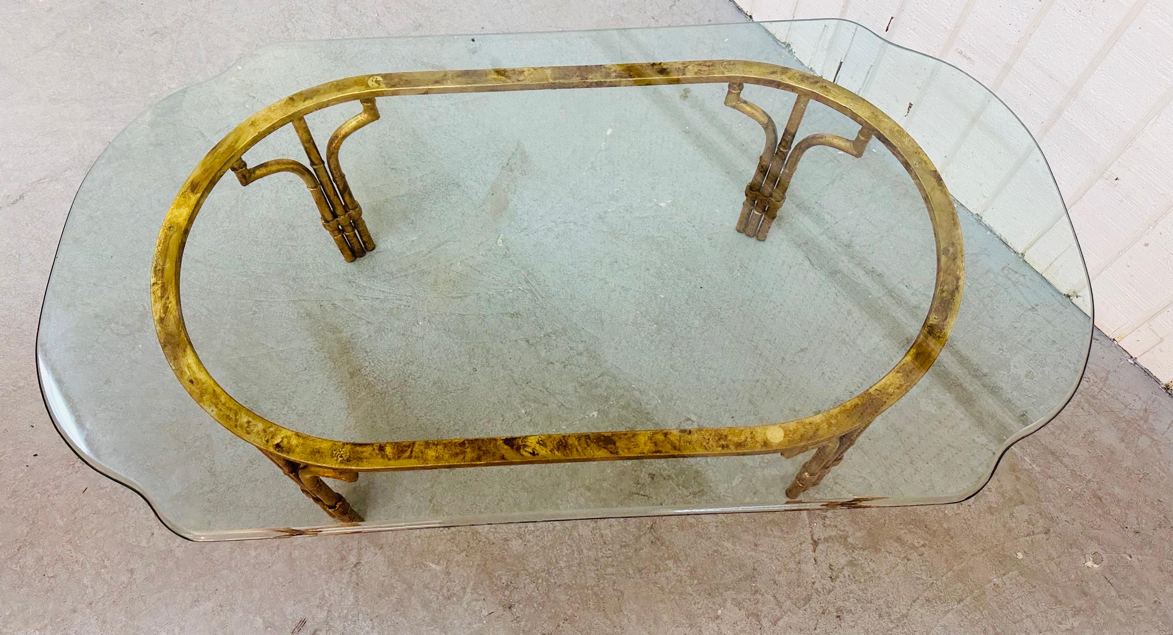 Mid-Century Modern Vintage Mastercraft Style Faux Bamboo Glass Top Coffee Table