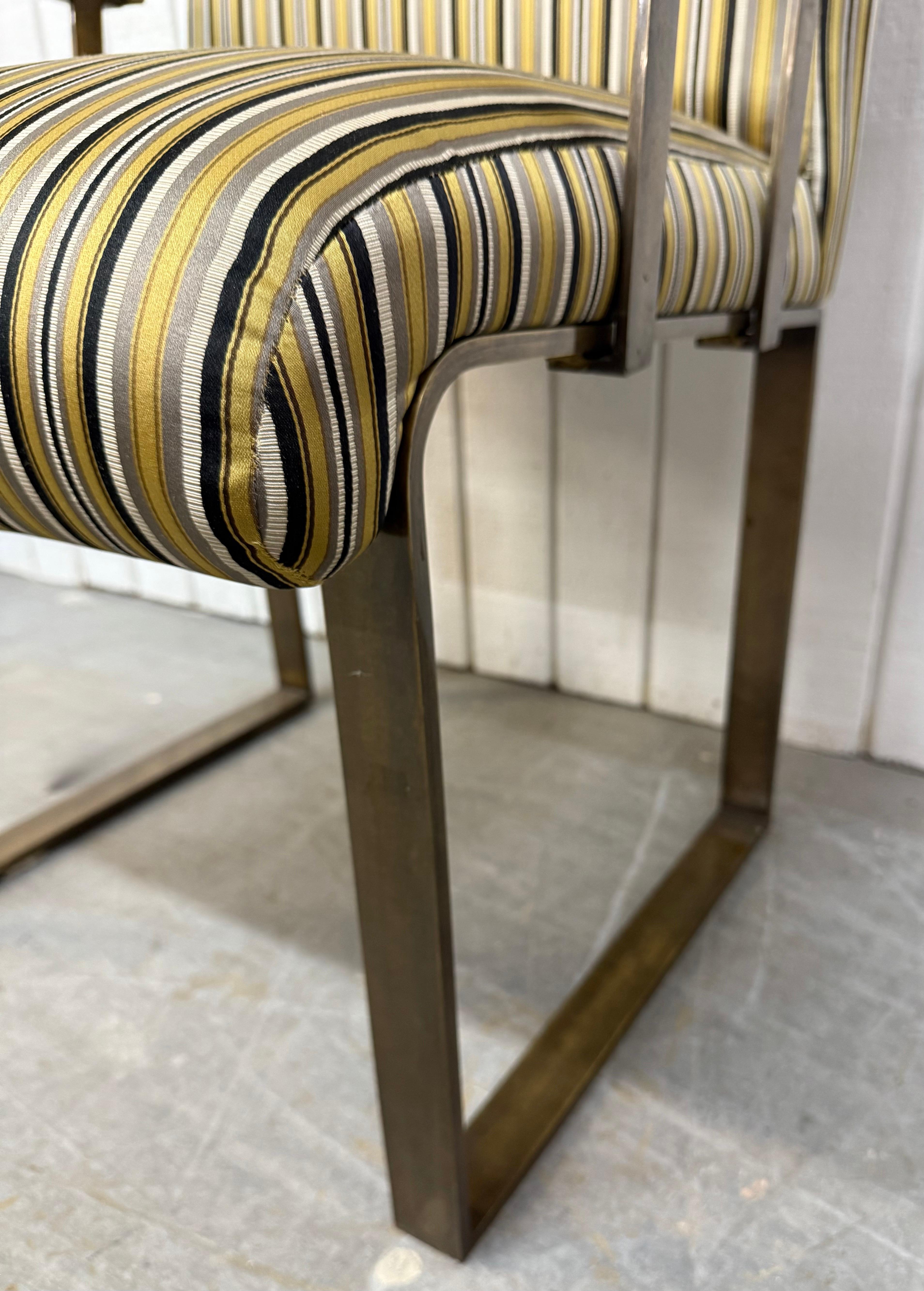 Vintage Mastercraft Upholstered Brass Arm Chairs - Set of 2 For Sale 4