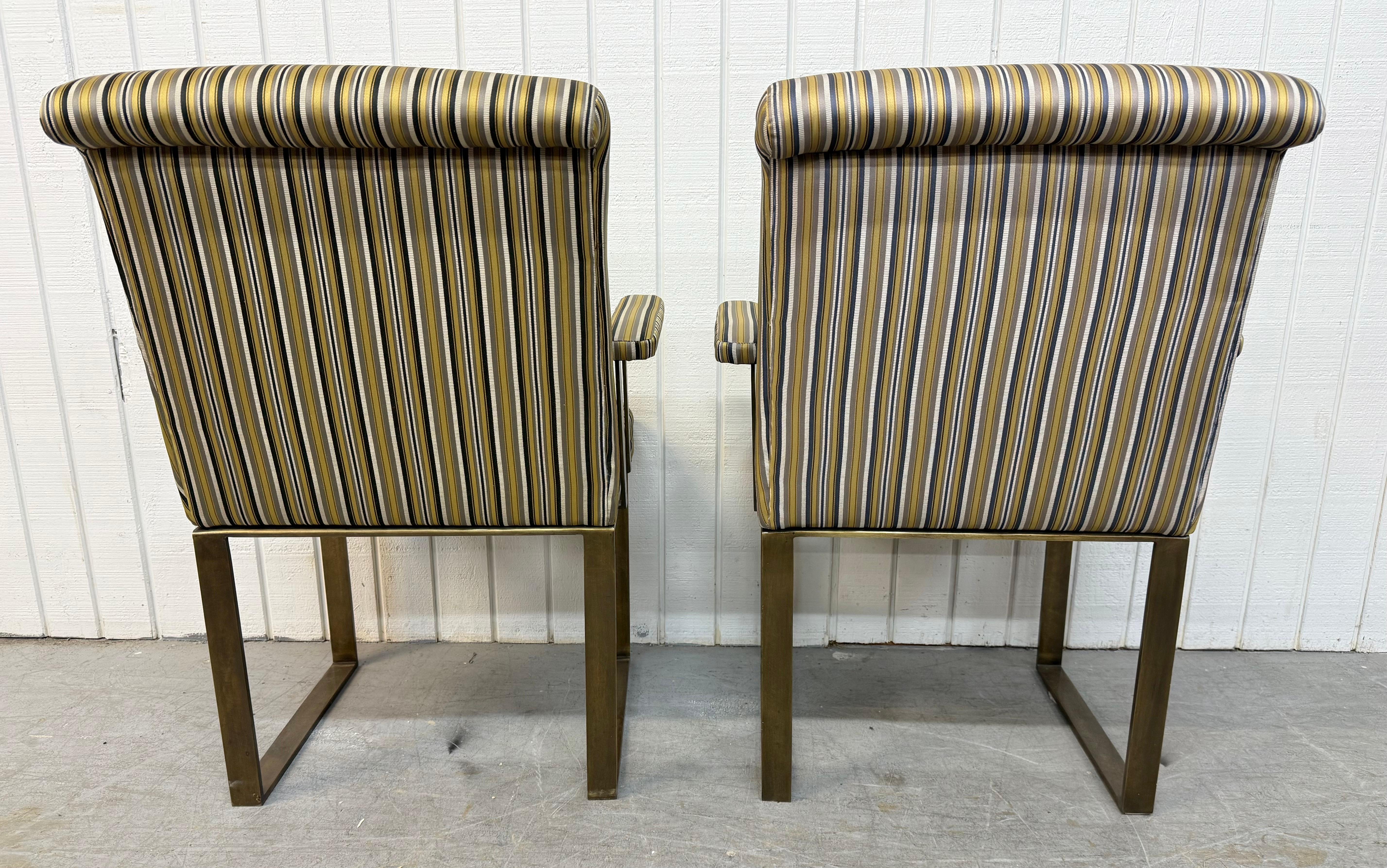 Vintage Mastercraft Upholstered Brass Arm Chairs - Set of 2 In Good Condition For Sale In Clarksboro, NJ