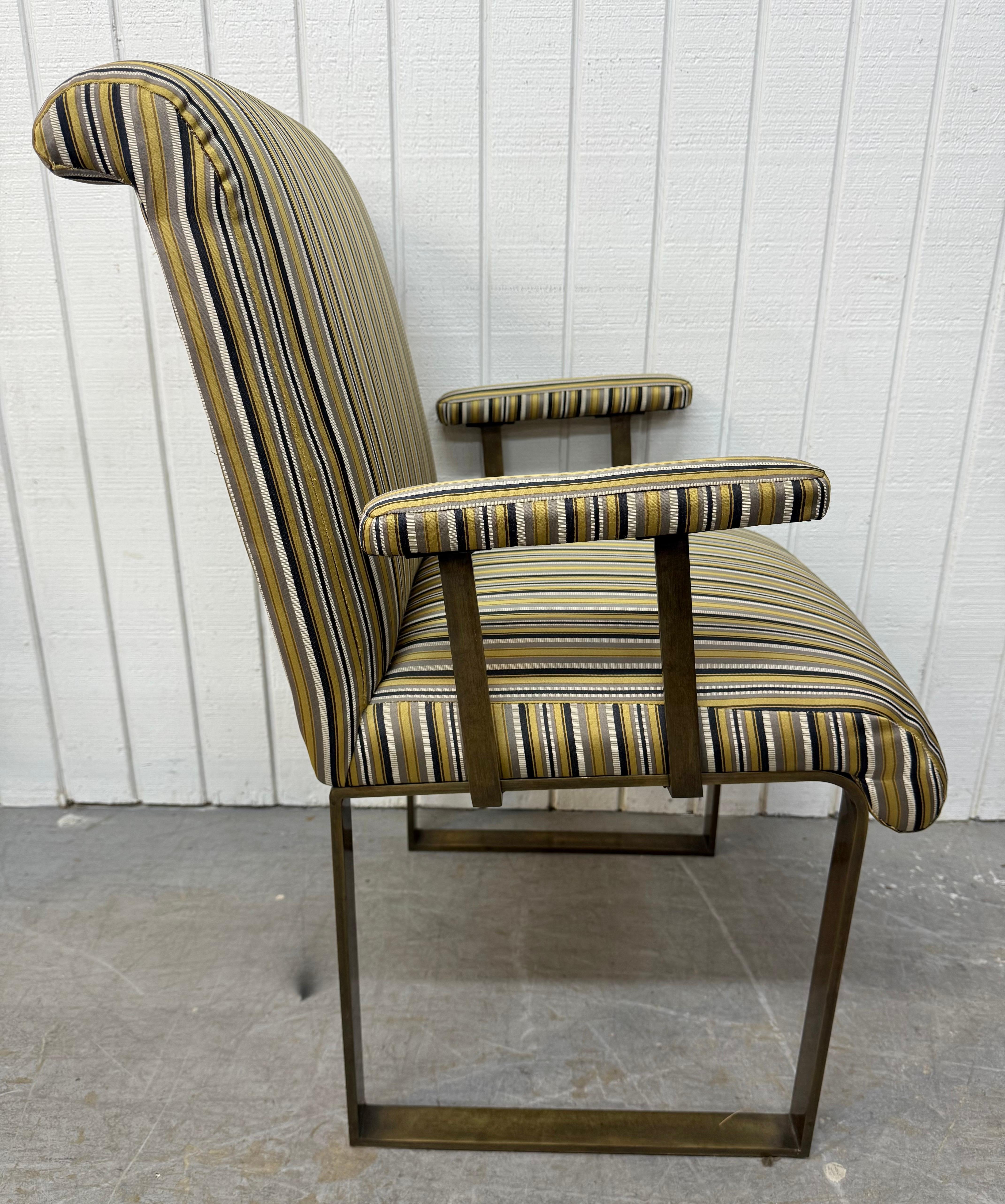 Vintage Mastercraft Upholstered Brass Arm Chairs - Set of 2 For Sale 1