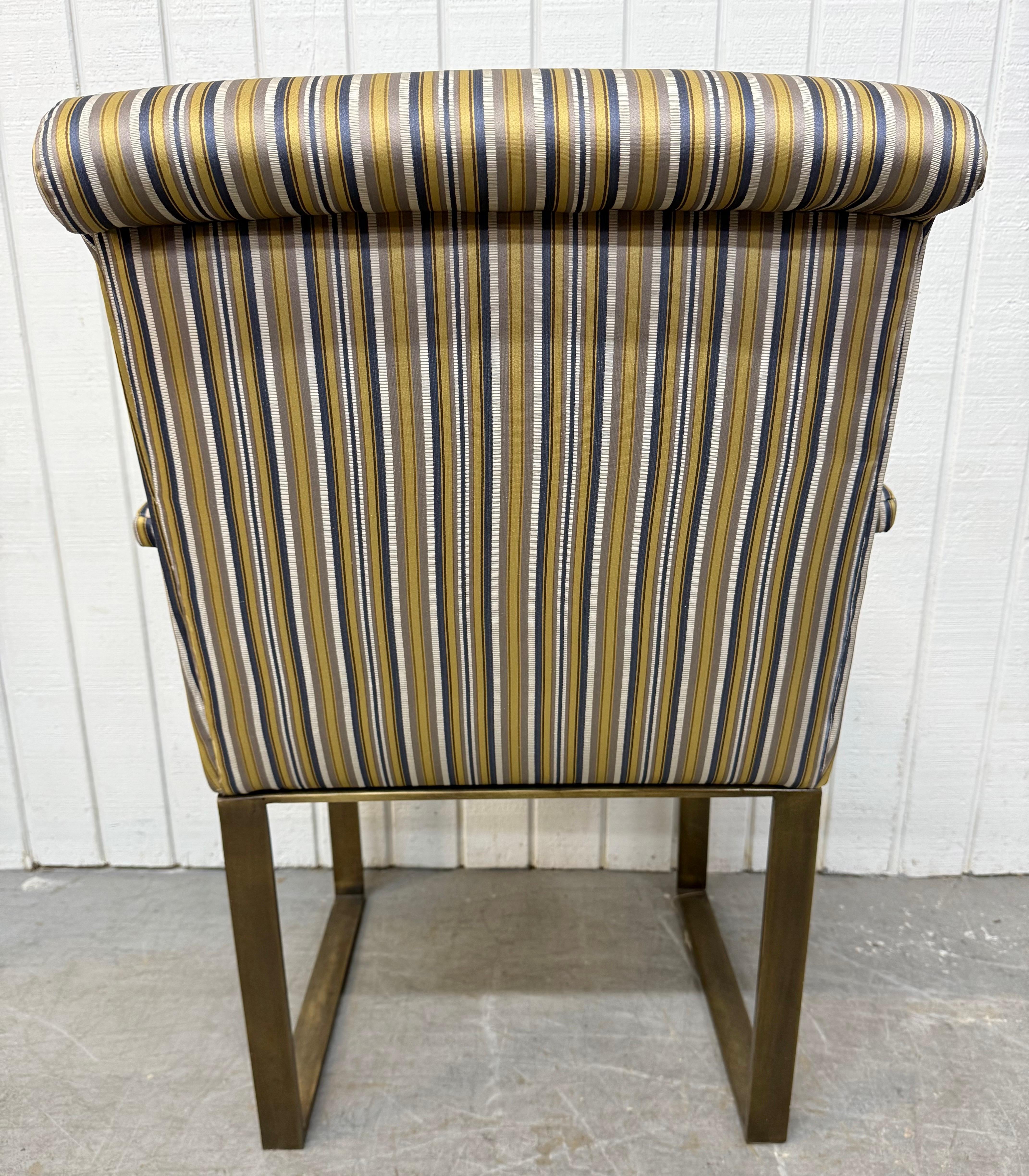 Vintage Mastercraft Upholstered Brass Arm Chairs - Set of 2 For Sale 2