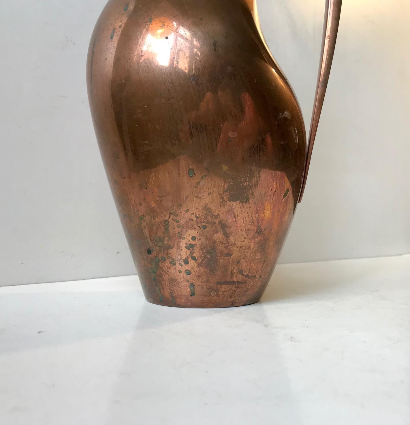 Mid-20th Century Vintage Masterpiece Pitcher in Copper by Henning Koppel for Georg Jensen For Sale