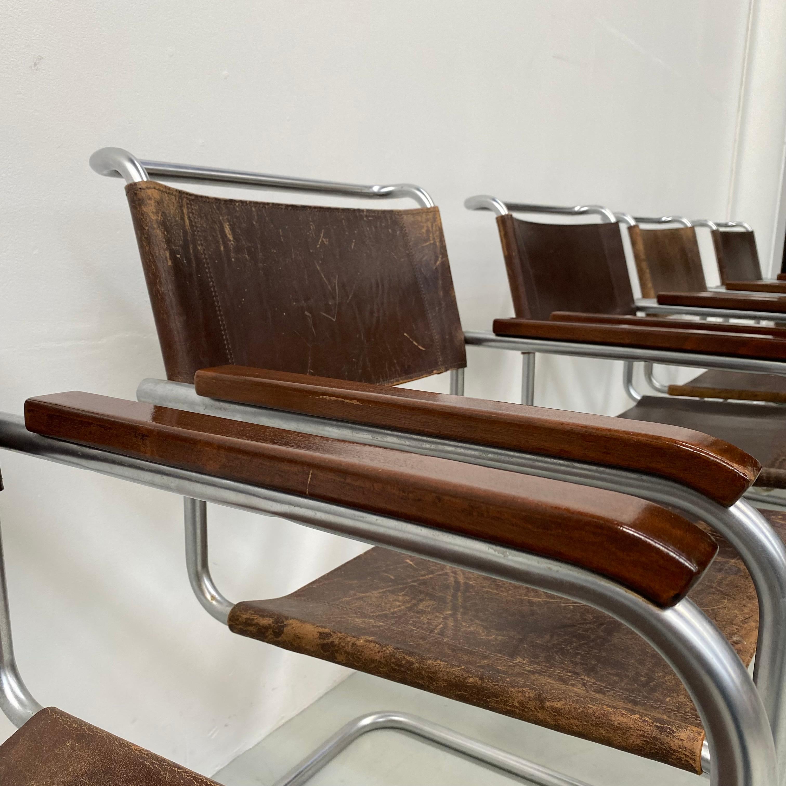 Vintage Mat Chrome B34 Bauhaus Leather Arm Chairs by Marcel Breuer, 1960s 4