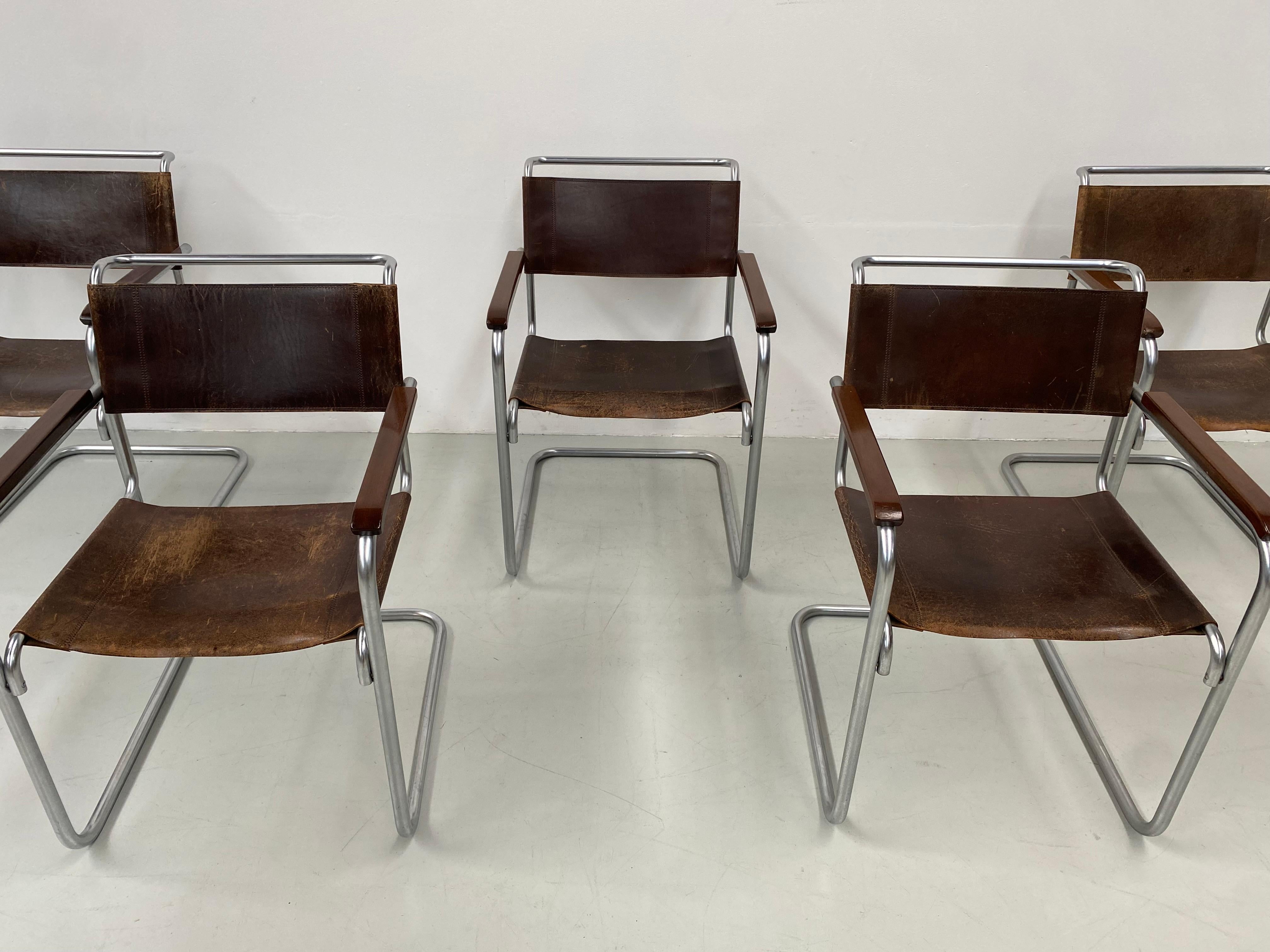 Vintage Mat Chrome B34 Bauhaus Leather Arm Chairs by Marcel Breuer, 1960s 8