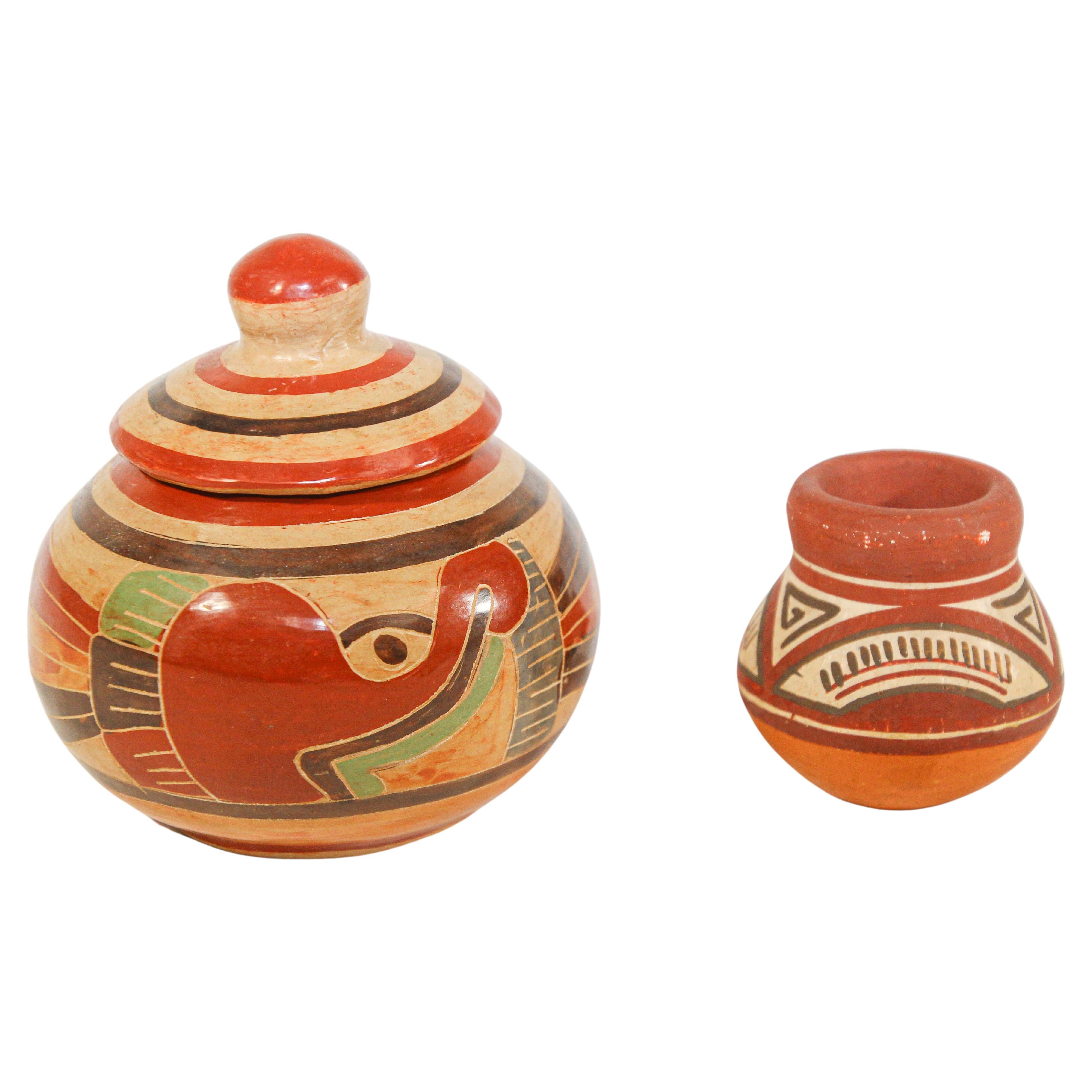Vintage Mata Ortiz Style Mexican Pottery Set For Sale