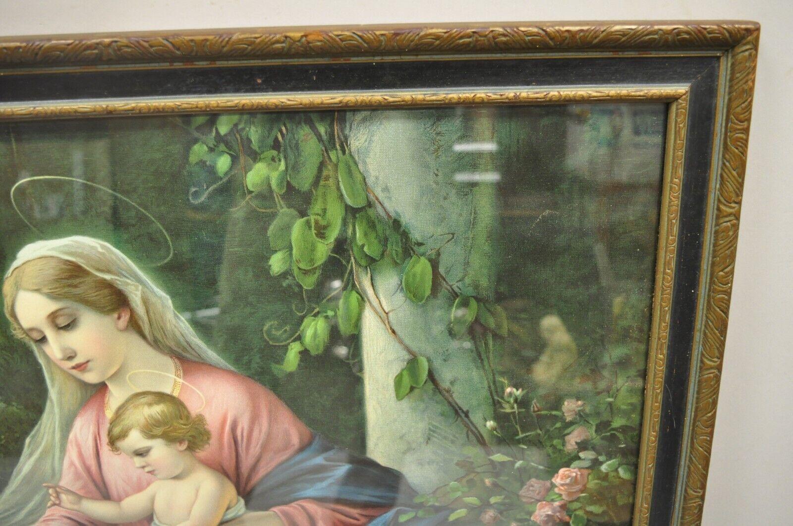 20th Century Vintage Mataloni Giovanni Large Art Print of Mary Jesus Lamb Angels For Sale