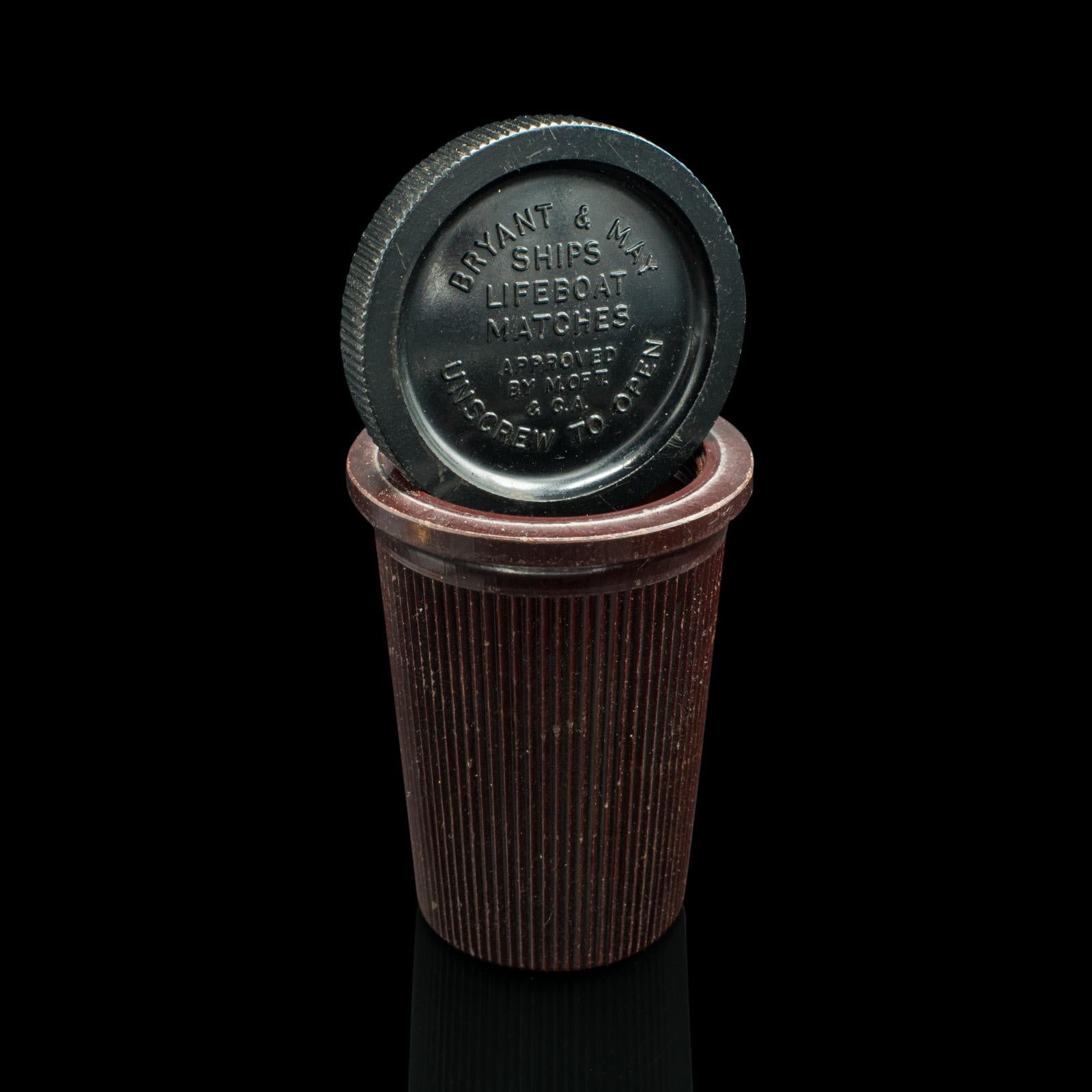 Vintage Match Pot, English, Bakelite, Bryant & May Matchstick Case, Circa 1930 For Sale 3