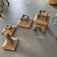 Vintage Matched Pair of Stone/Concrete Pagoda Garden Ornaments