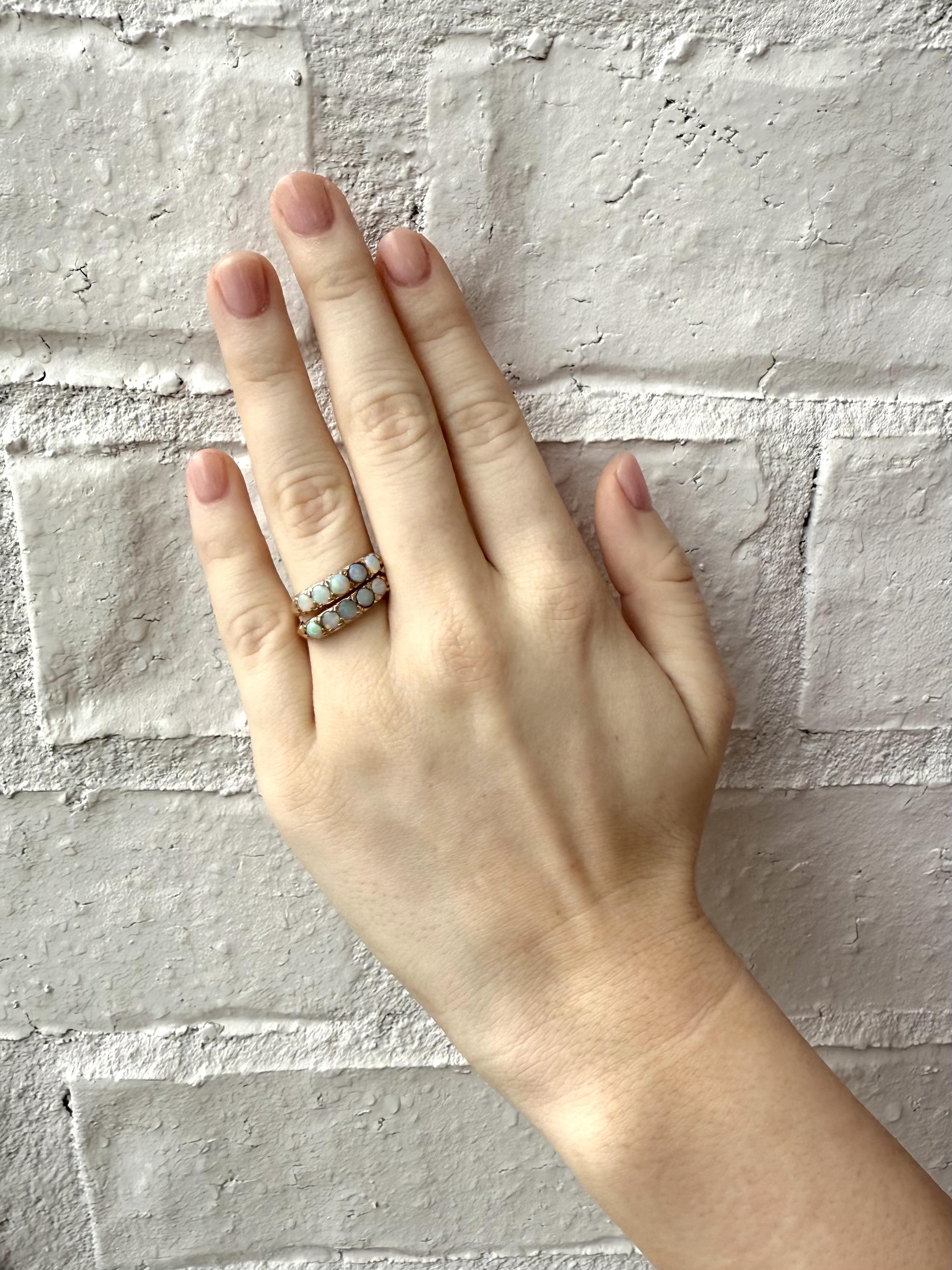 Victorian Vintage Matching Opal Rose Gold Band Rings For Sale