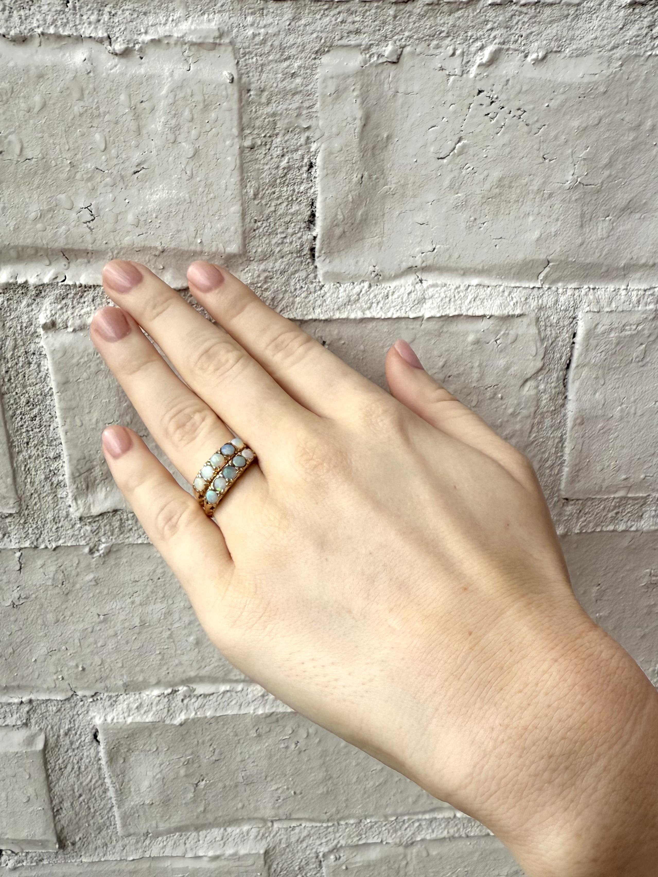 Cabochon Vintage Matching Opal Rose Gold Band Rings For Sale