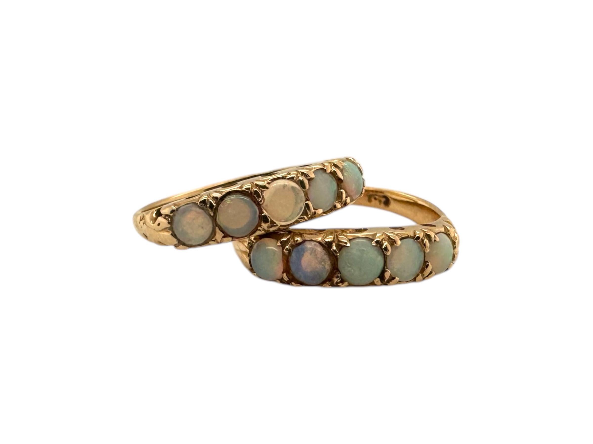 Vintage Matching Opal Rose Gold Band Rings In Good Condition For Sale In Montgomery, AL