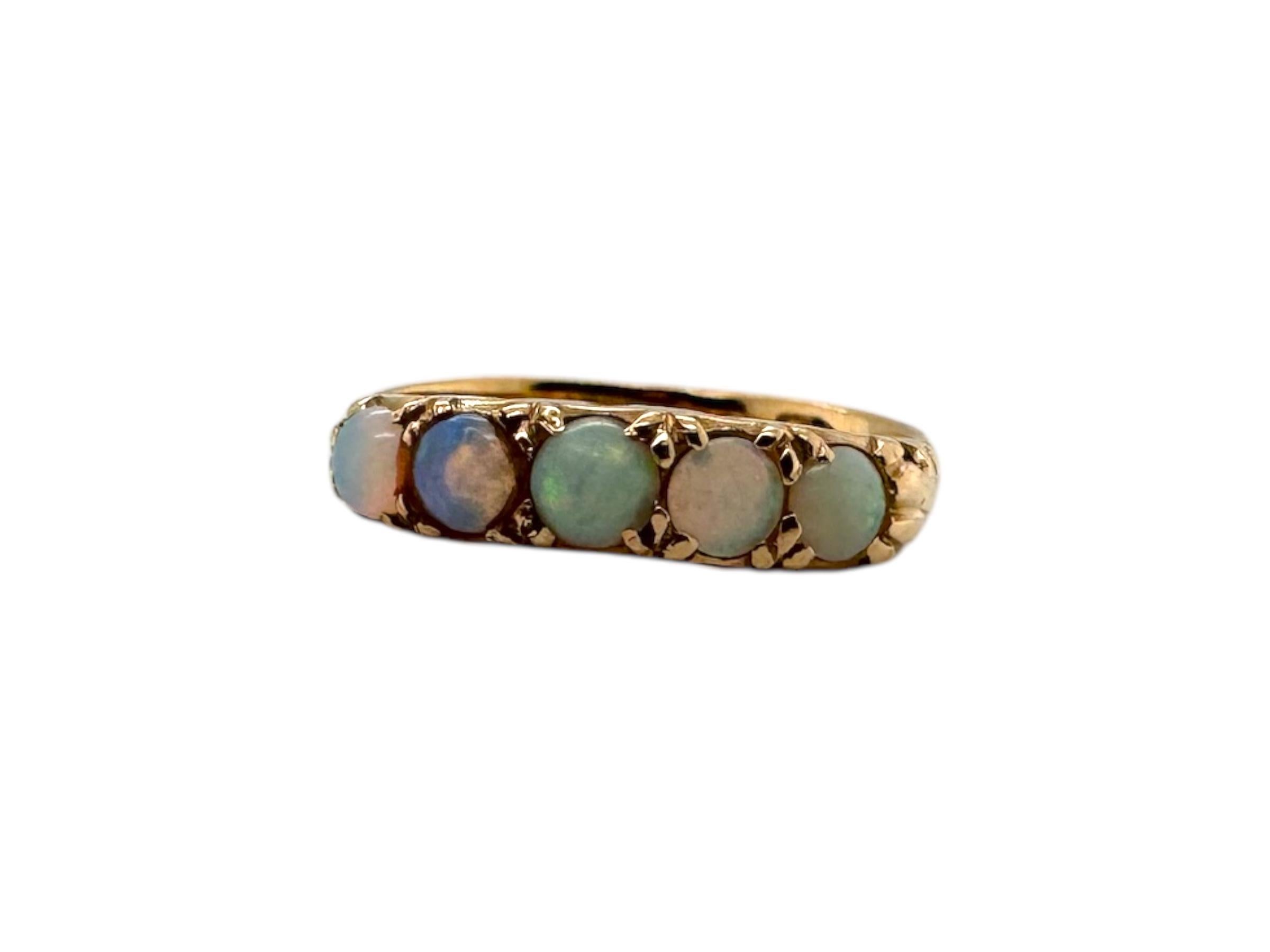 Women's Vintage Matching Opal Rose Gold Band Rings For Sale