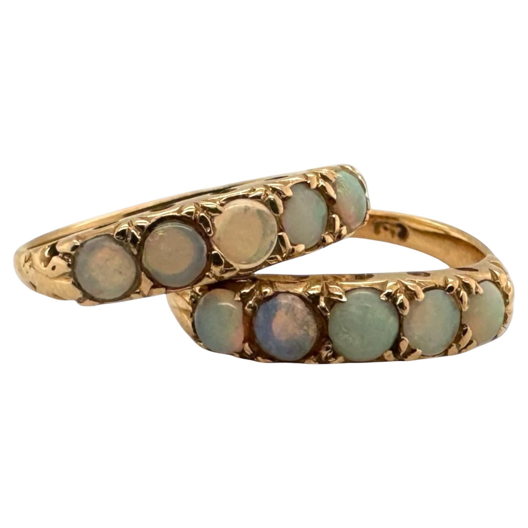 Vintage Matching Opal Rose Gold Band Rings