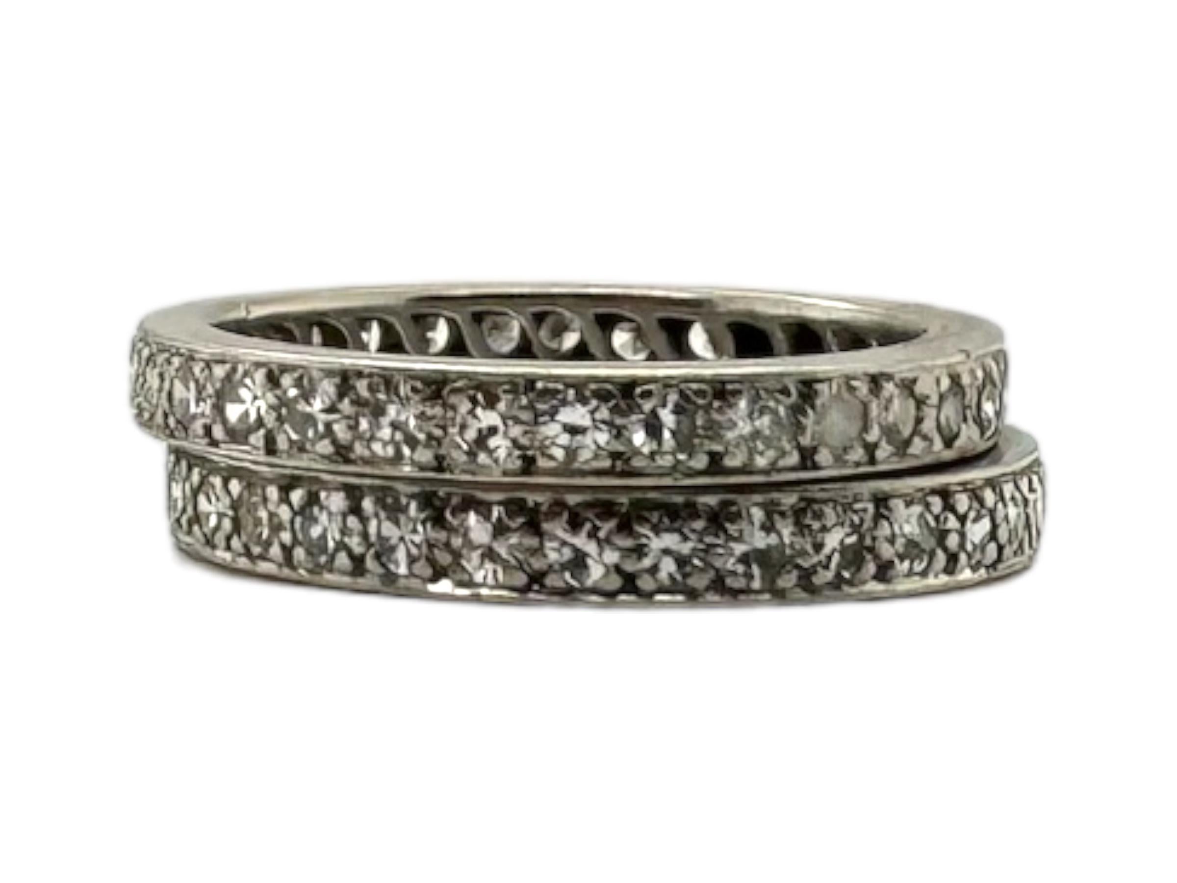 Vintage By, fasce per l'eternità in platino con diamanti, misura 6,5 In condizioni buone in vendita a Montgomery, AL