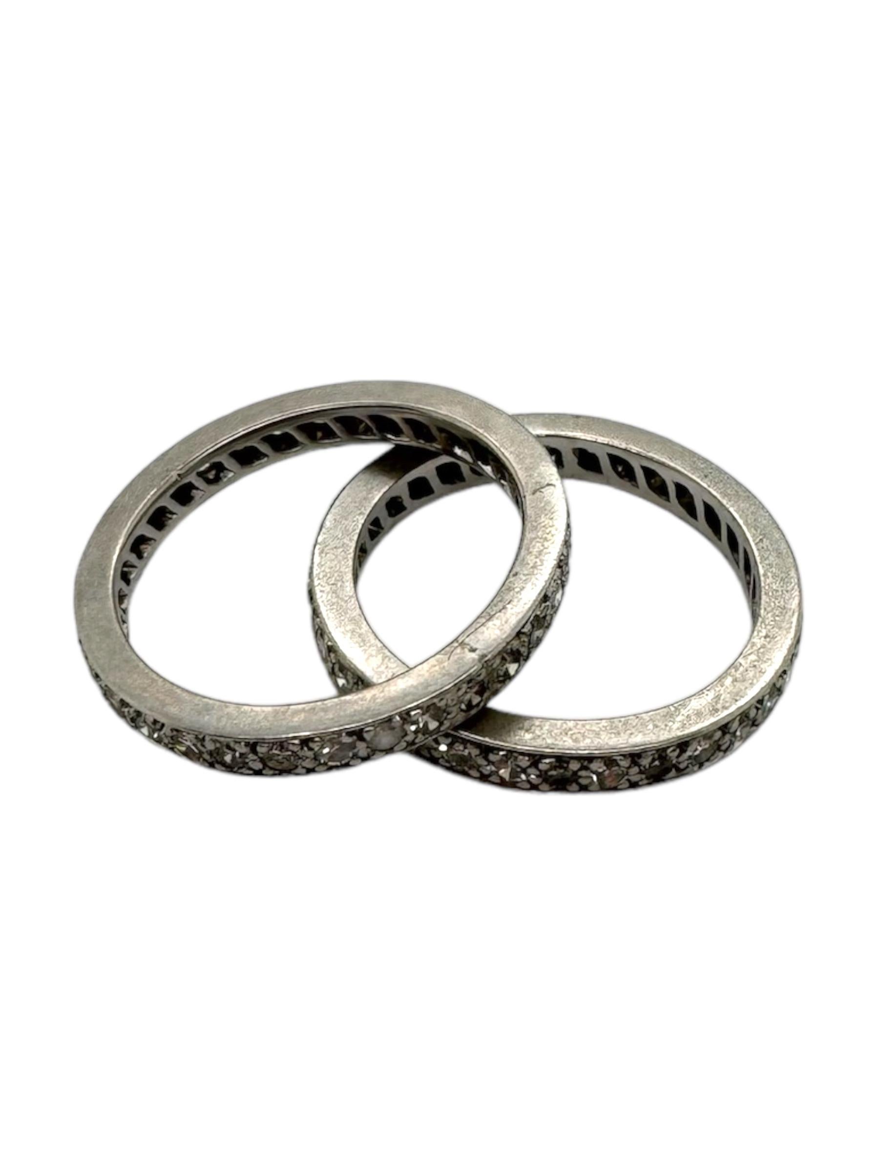 Donna Vintage By, fasce per l'eternità in platino con diamanti, misura 6,5 in vendita