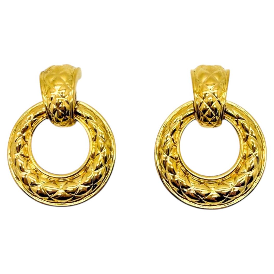 Vintage Matelassé Chunky Door Knocker Earrings 1980s For Sale