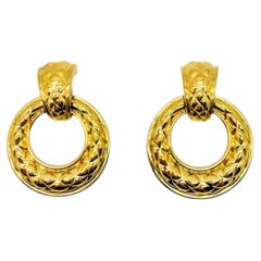 Vintage Matelassé Chunky Door Knocker Earrings 1980s