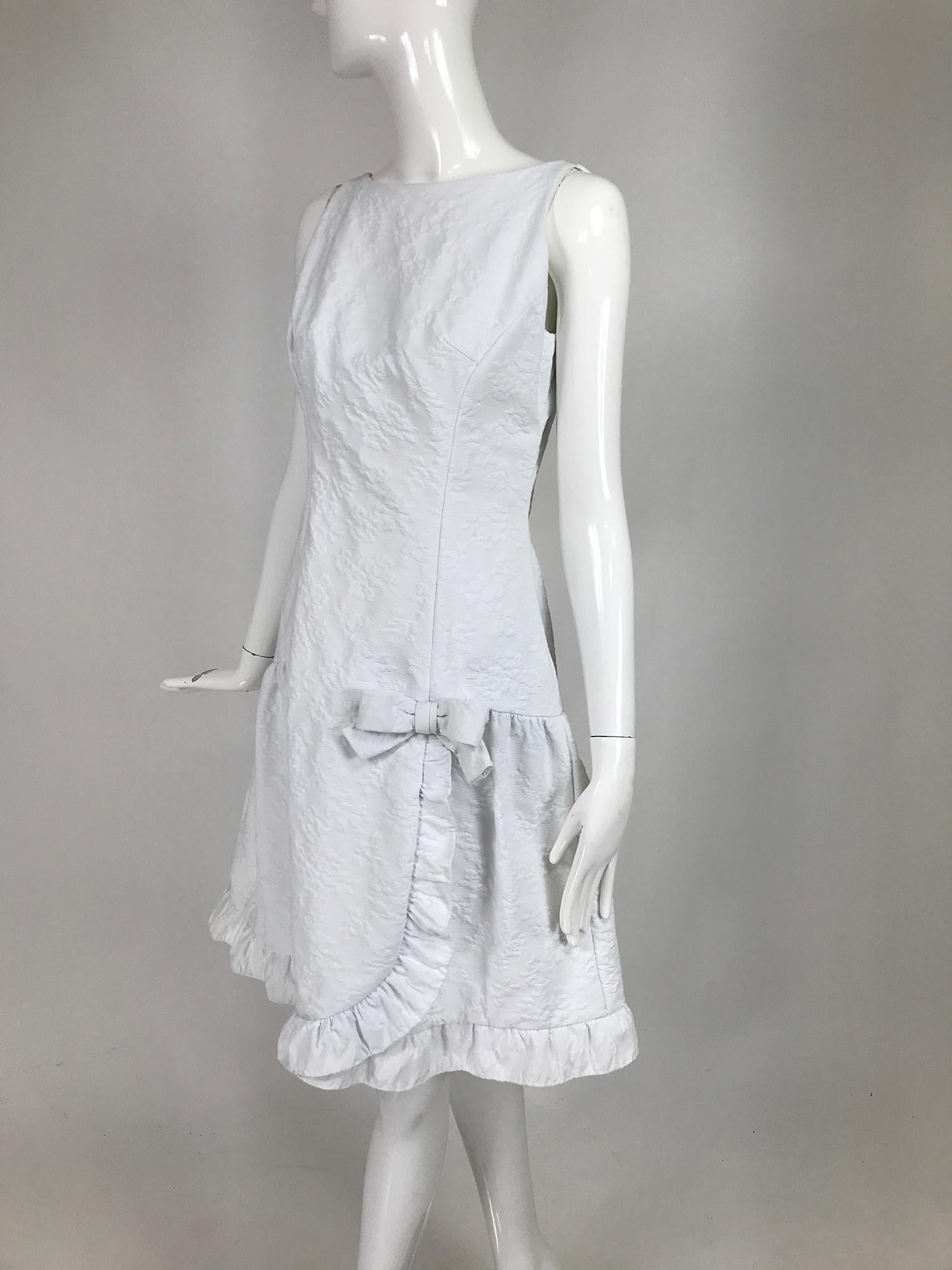 Vintage Matelassé White Cotton Ruffle Sun Dress 1960s For Sale 2