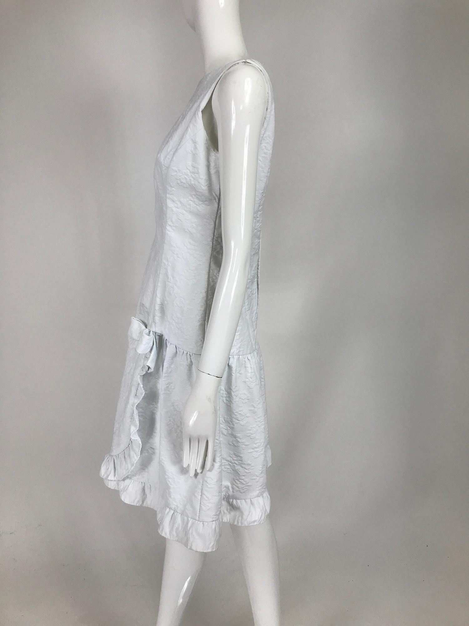 Vintage Matelassé White Cotton Ruffle Sun Dress 1960s For Sale 1