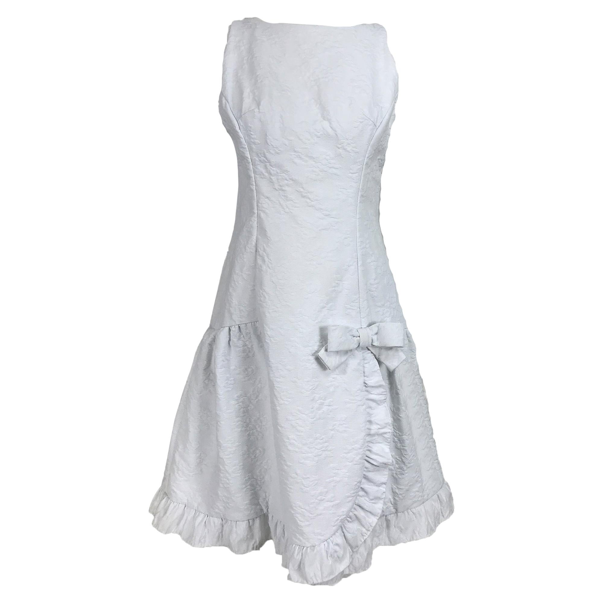 Vintage Matelassé White Cotton Ruffle Sun Dress 1960s For Sale
