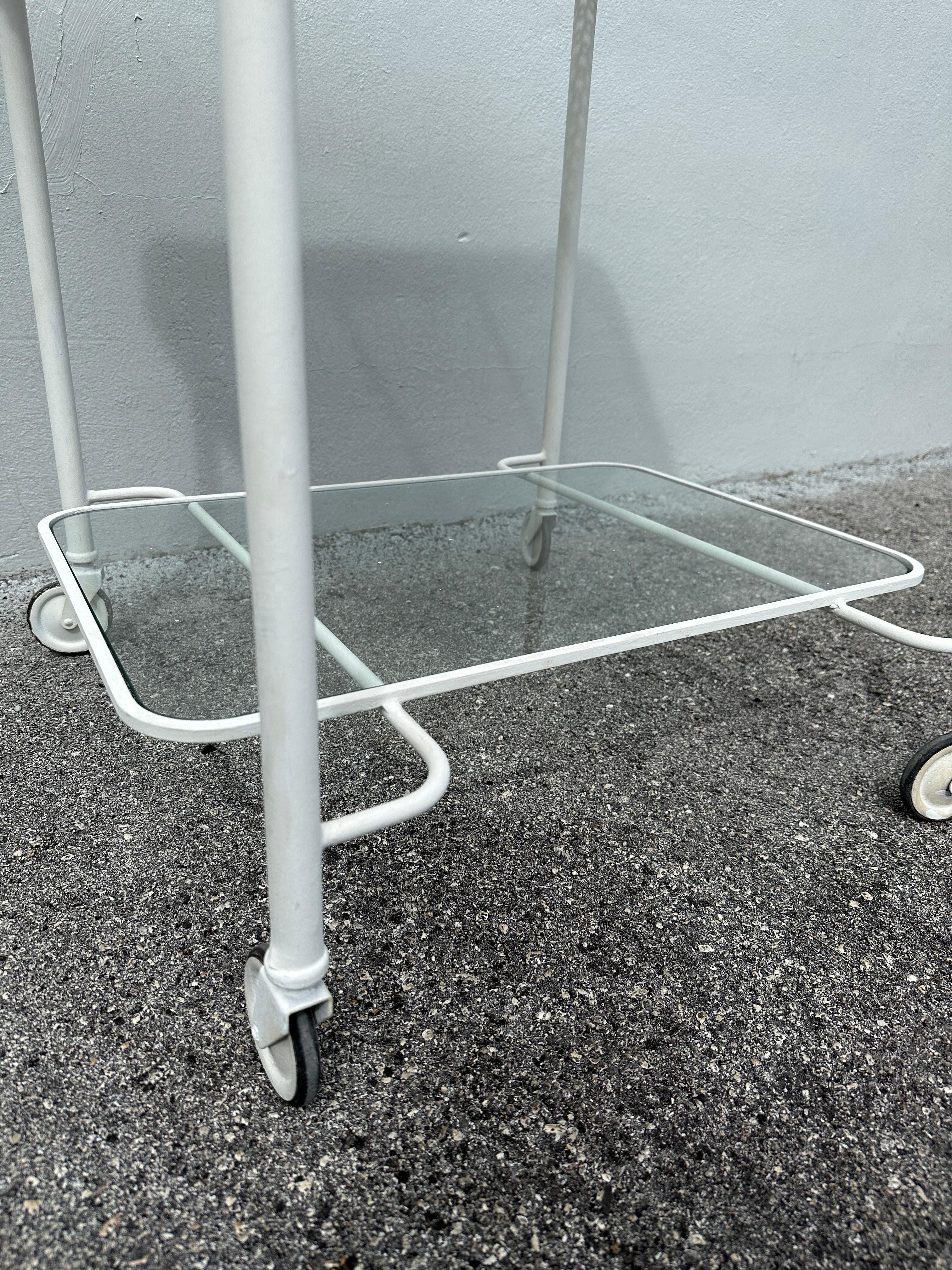 Mid-20th Century Vintage Mathieu Matégot Perforated Metal Design Rolling Bar Cart For Sale