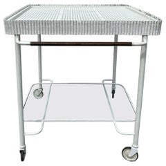 Vintage Mathieu Matégot Perforiertes Metall Design Rolling Bar Cart