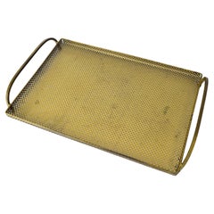 Vintage Mathieu Mategot Style Perforated Metal Tray with Handles